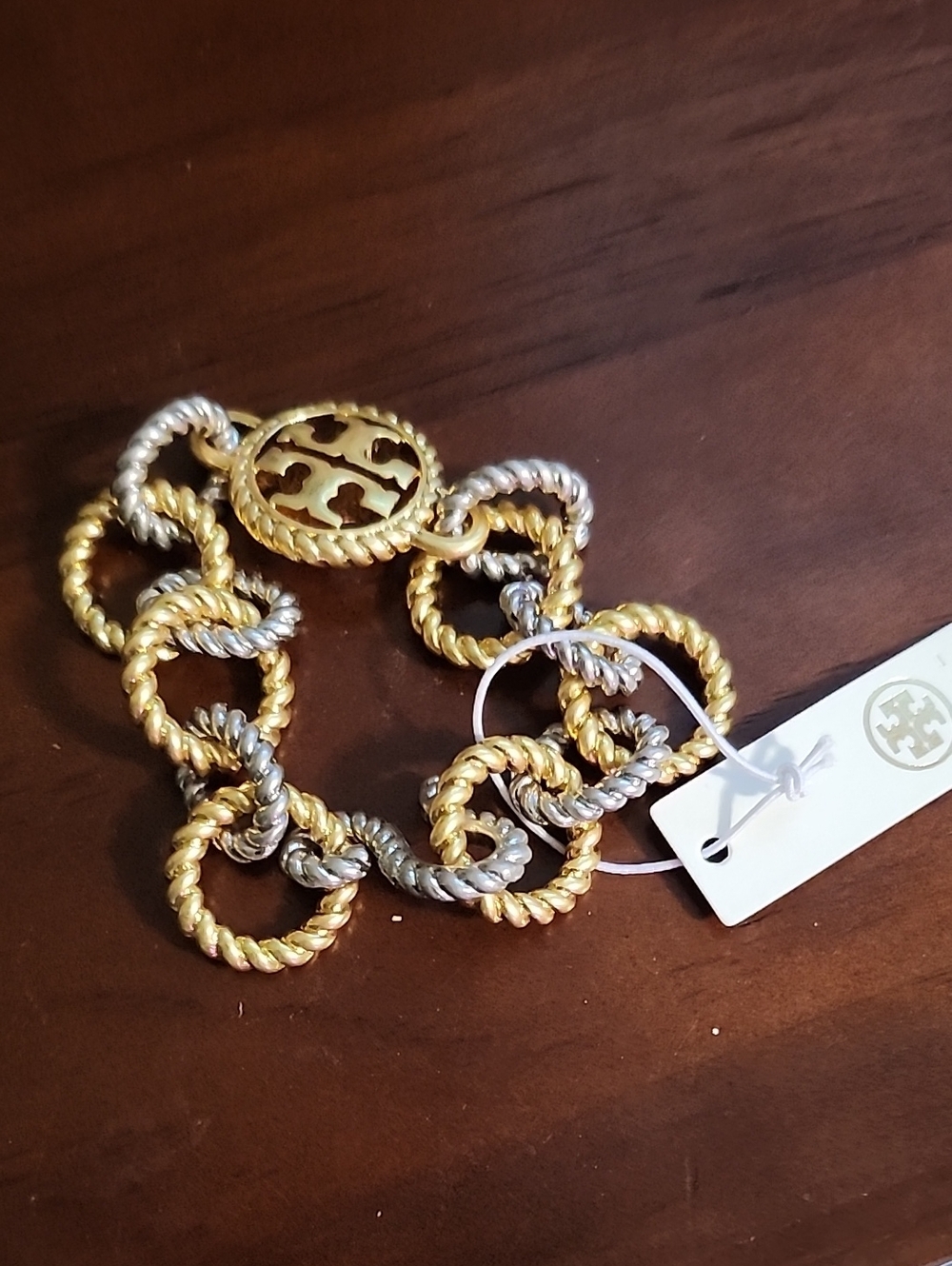 Tory Burch Two-Tone Rope Link Bracelet - Gold & Silver